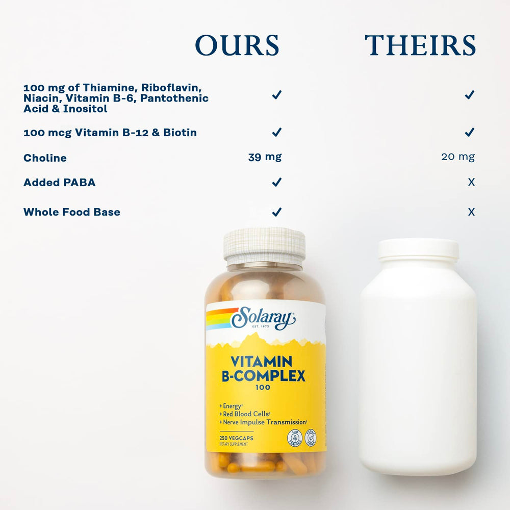 Vegan and lab-verified Solaray B-Complex packaging