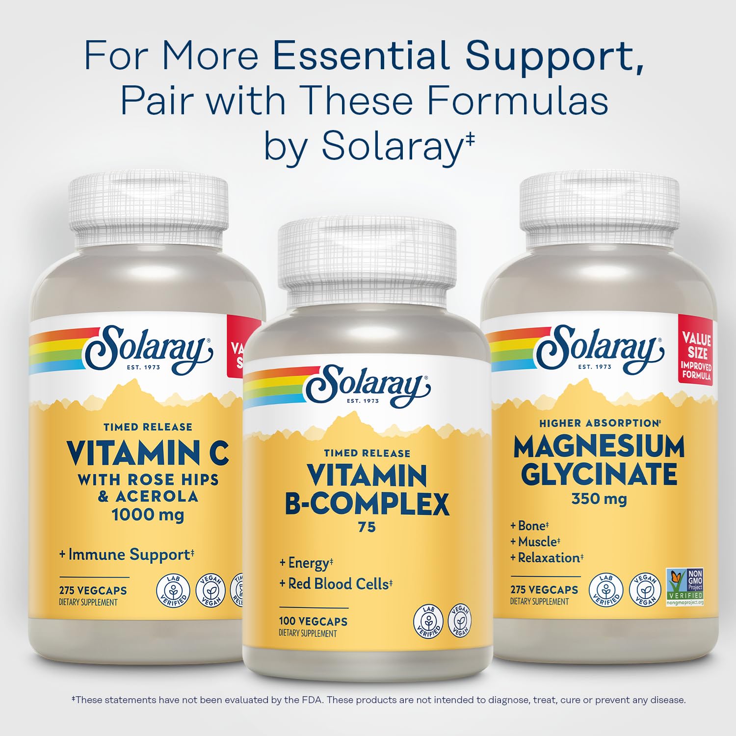 100-count SOLARAY Vitamin B-Complex 75mg label
