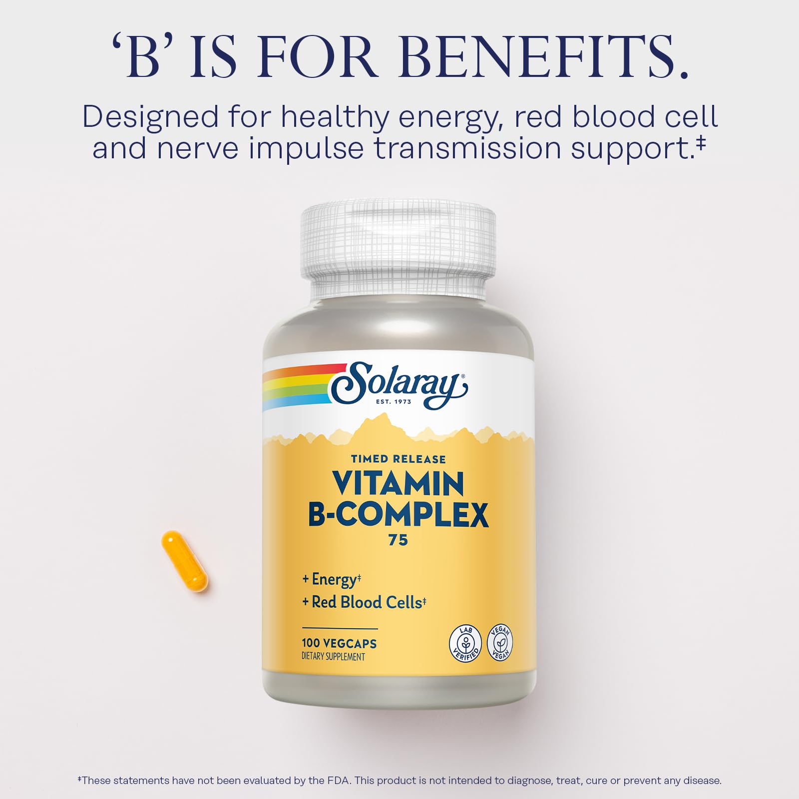 Close-up of SOLARAY B-Complex 75mg ingredients list