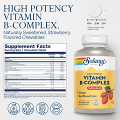 Close-up of Solaray Vitamin B-Complex Chewables Strawberry tablets