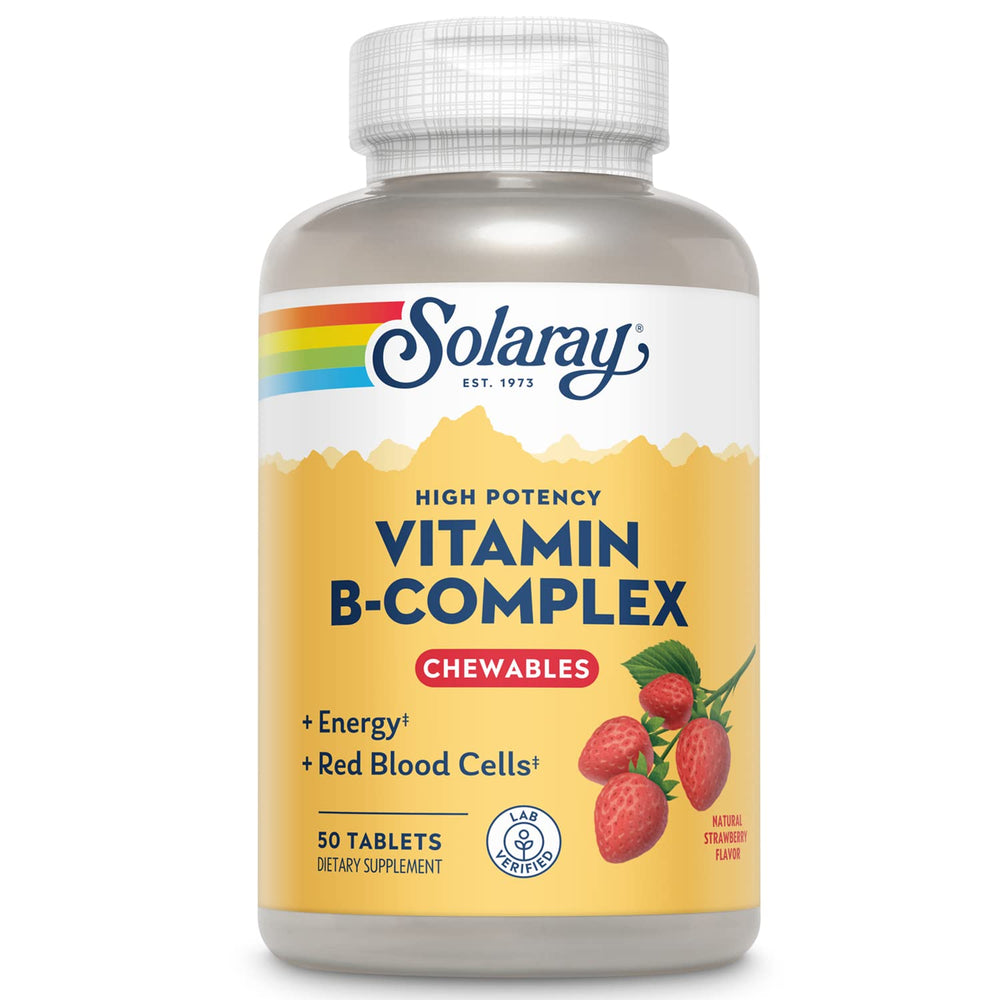 Solaray Vitamin B-Complex Chewables Strawberry bottle - packshot