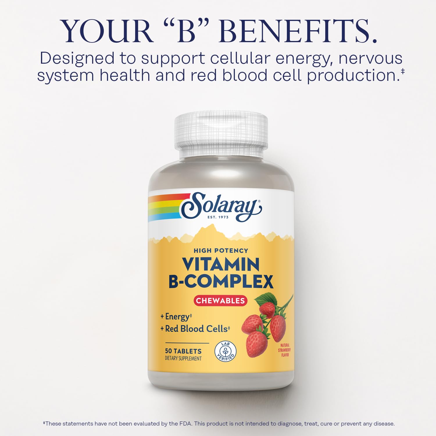 Solaray Vitamin B-Complex Chewables Strawberry bottle