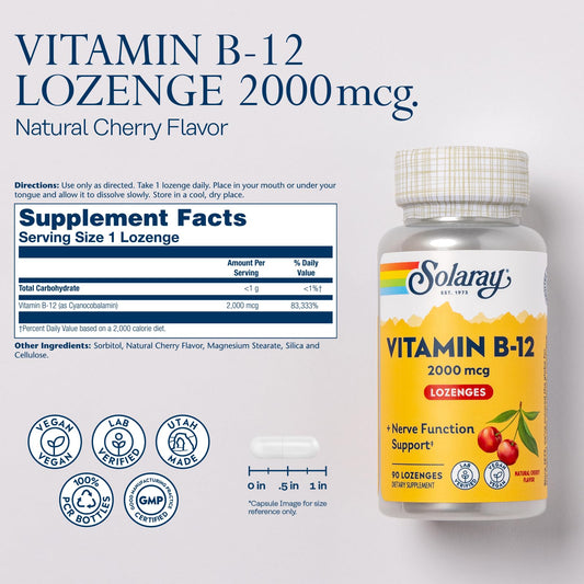 SOLARAY B12 lozenges bottle front view