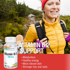Bottle with Aloe Vera imagery for SOLARAY Vitamin B-2 Riboflavin