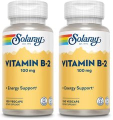 SOLARAY Vitamin B-2 Riboflavin 100 mg with Aloe Vera – 100-count capsules, pack of 2