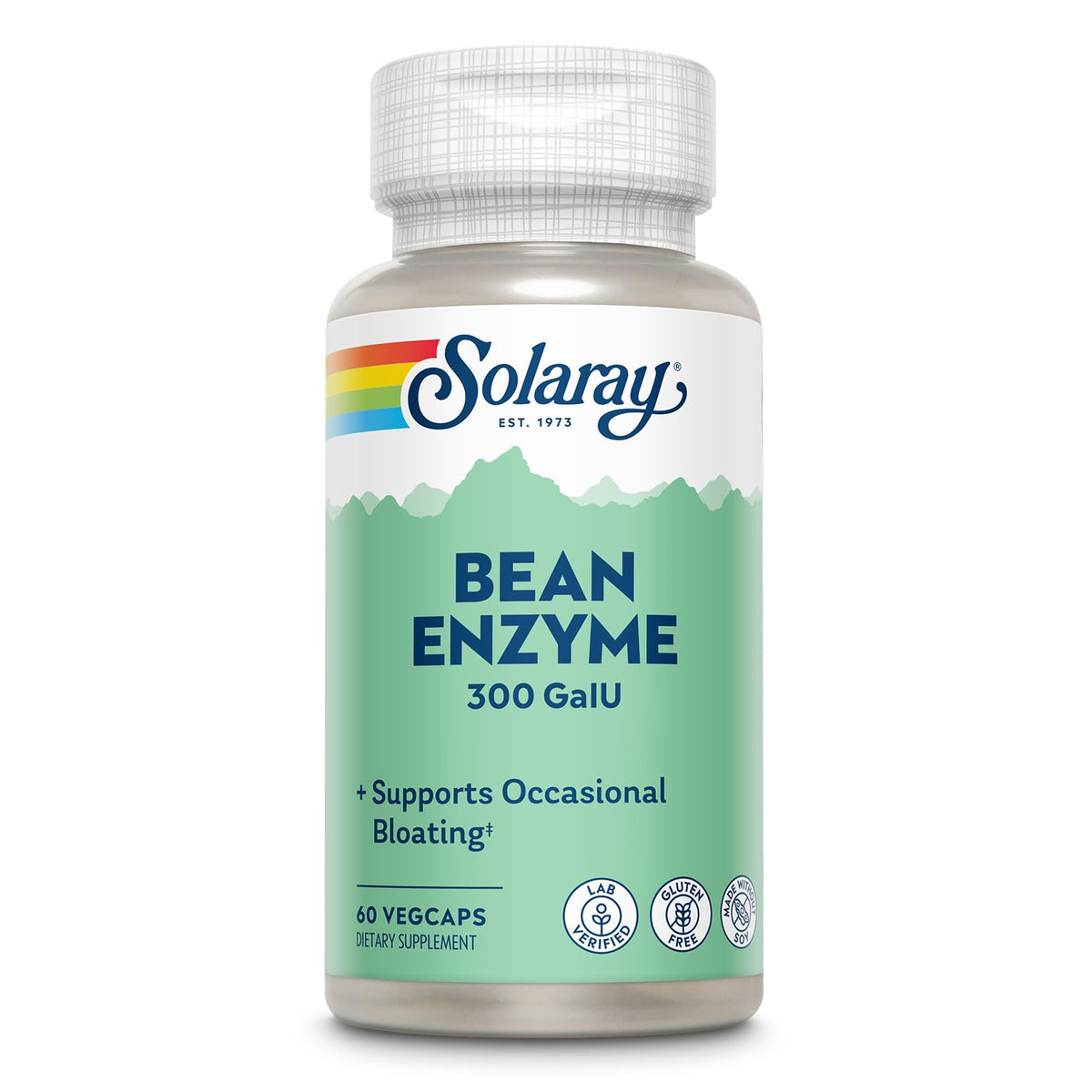 SOLARAY Bean Enzyme 300 GalU bottle front view