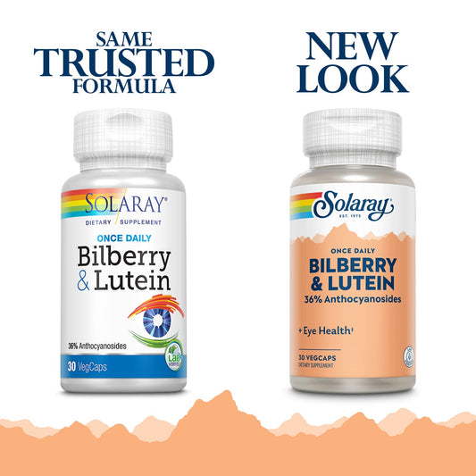 Close-up of bilberry and lutein ingredients label