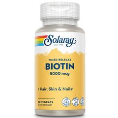 SOLARAY Biotin 5000 mcg Timed Release bottle front label