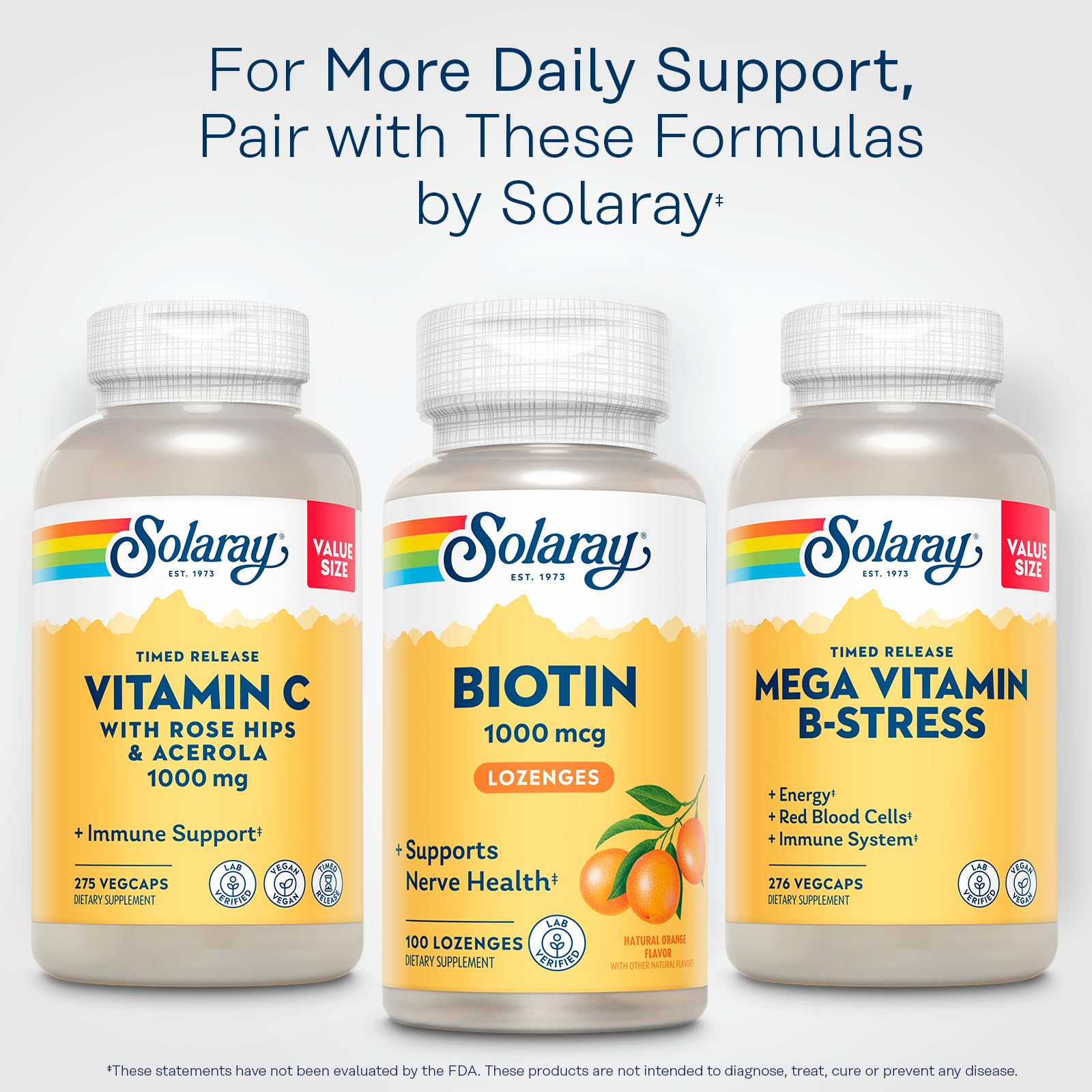 Bottle of SOLARAY Biotin 1000 mcg Lozenges with label