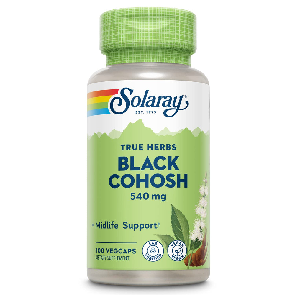 Bottle of SOLARAY Black Cohosh 540 mg on a white background