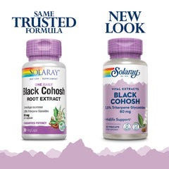 SOLARAY Black Cohosh Root Extract 80 mg VegCaps - label and capsules