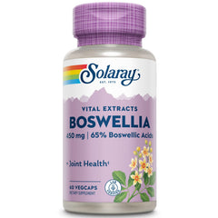 Close-up of Solaray Boswellia Resin Extract VCapsules packaging and capsules