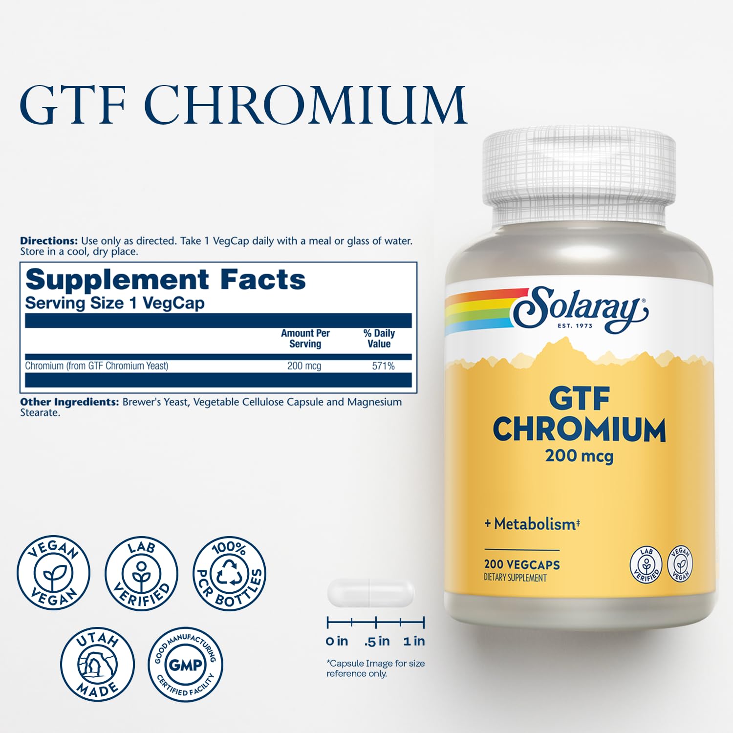 Brewer's yeast ingredient label for chromium supplement