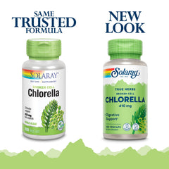Nutrition facts panel for SOLARAY Broken Cell Chlorella 410 mg