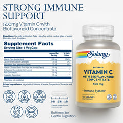 Vegan Vitamin C capsules in clear bottle