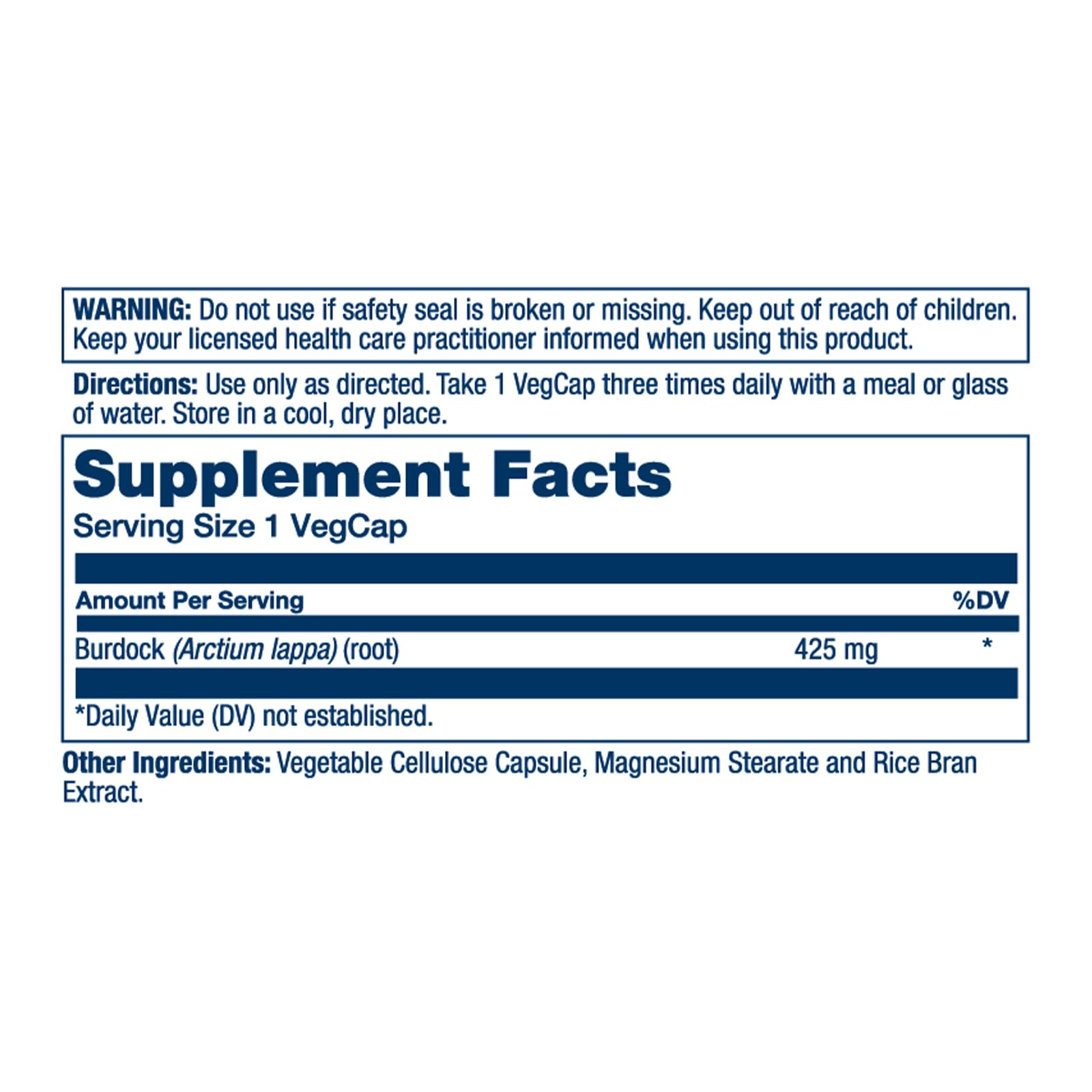 Burdock Root 425 mg capsules (vegetarian) by SOLARAY