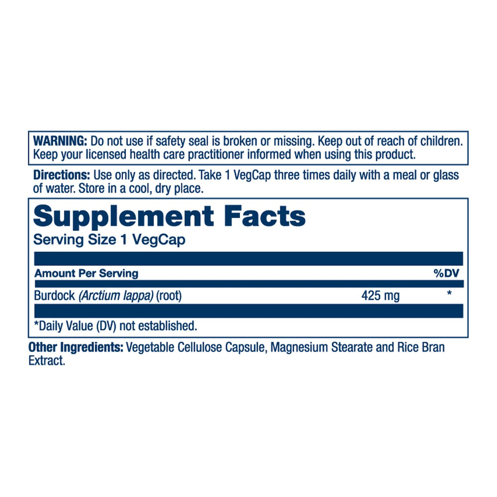 Burdock Root 425 mg capsules (vegetarian) by SOLARAY