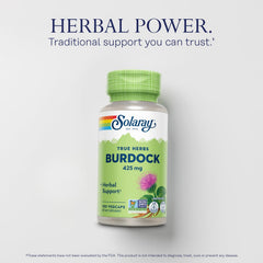 Product label close-up – SOLARAY Burdock Root 425 mg