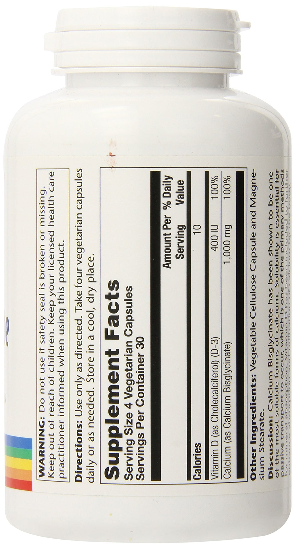 Label highlighting Vitamin D-3 on the Solaray bottle