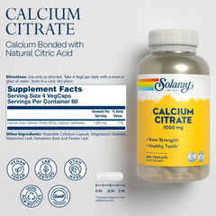 Solaray Calcium Citrate 1000mg bottle label
