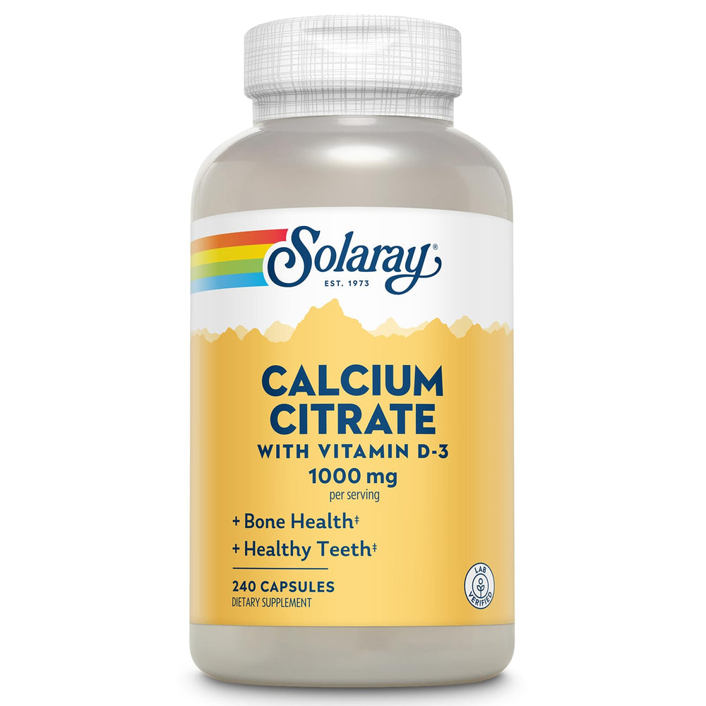 Hero image: Solaray Calcium Citrate 1000mg with Vitamin D3 bottle