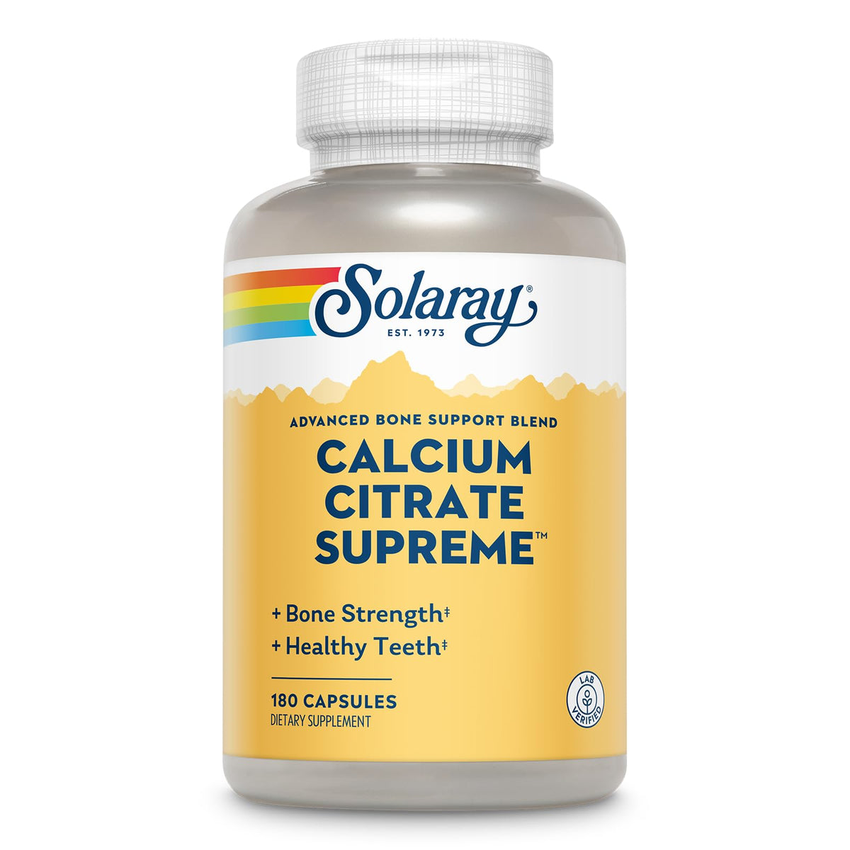 Front view of Solaray Calcium Citrate Supreme 800mg bone support bottle