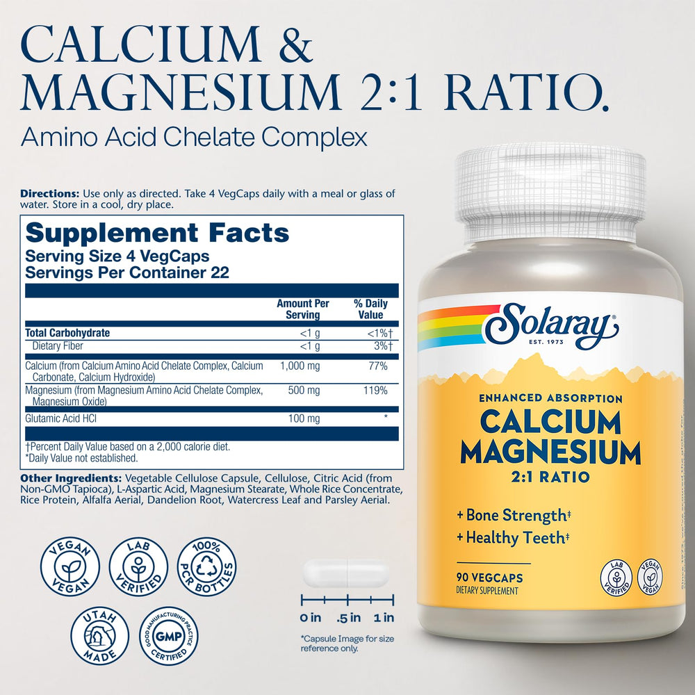 Bottle and capsules with serving size information