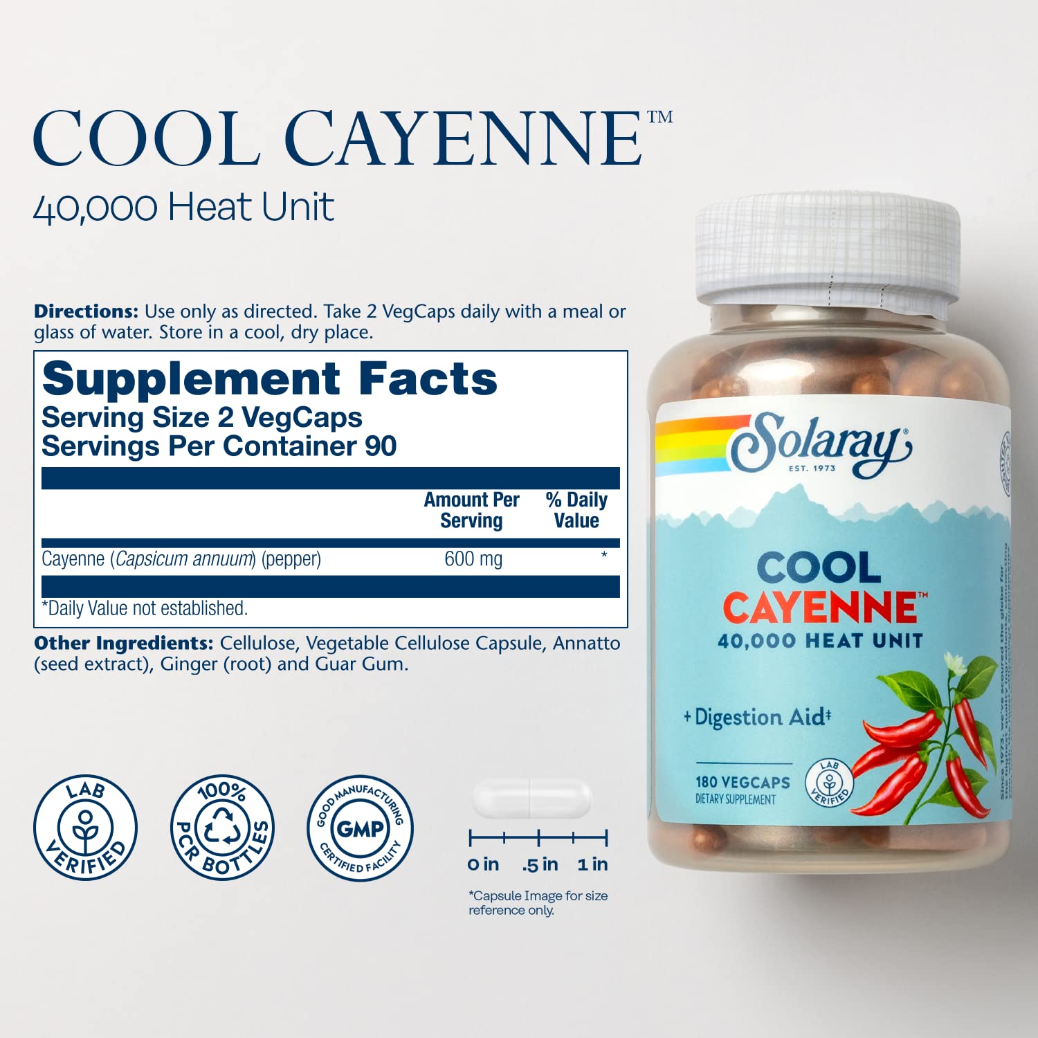 Cayenne pepper capsules in bottle