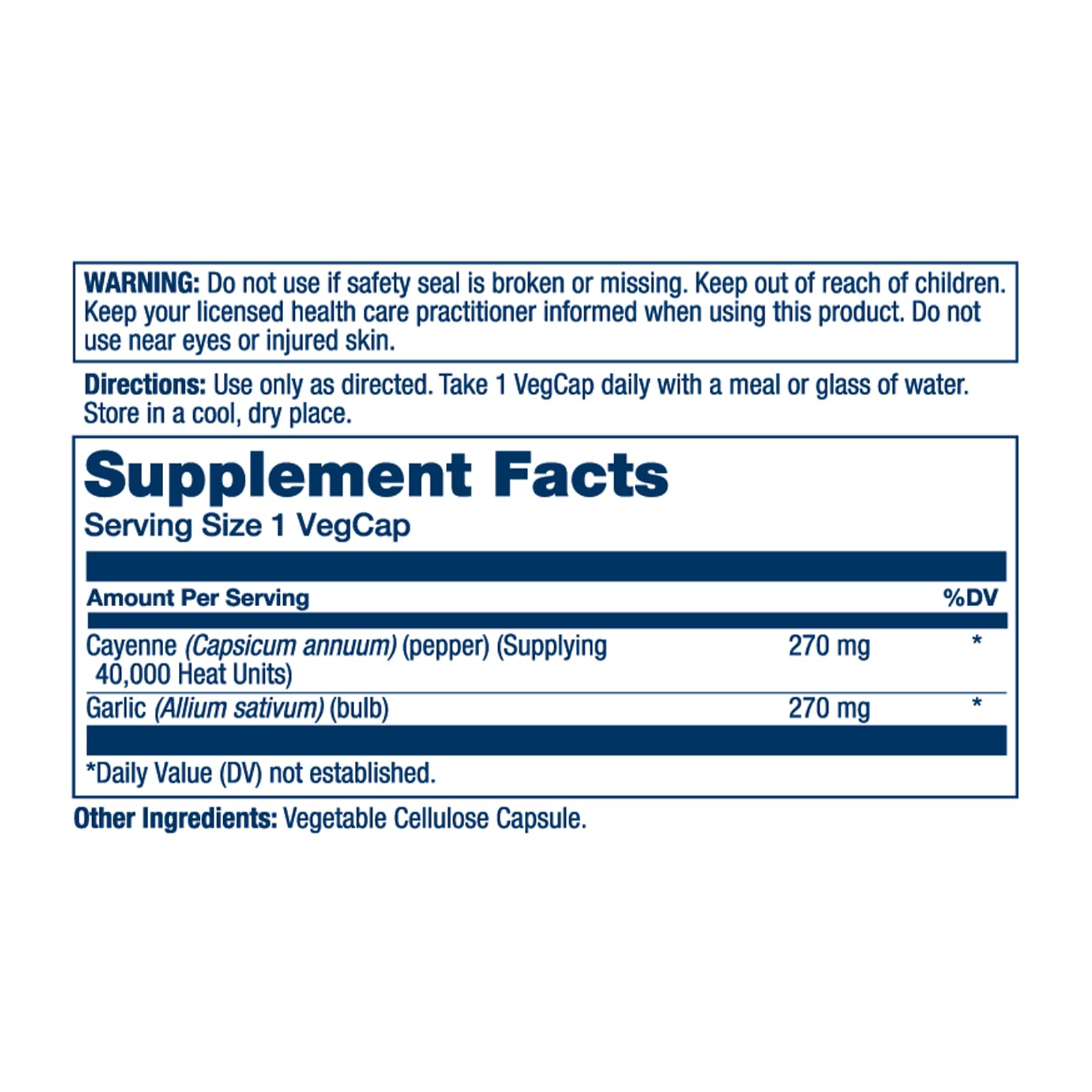 Close-up of SOLARAY Cayenne Garlic 540 mg capsules