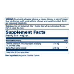 Close-up of SOLARAY Cayenne Garlic 540 mg capsules