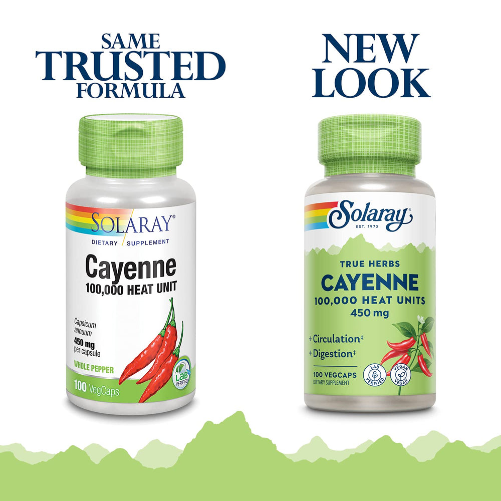 Nutrition facts panel - SOLARAY Cayenne Pepper 450 mg