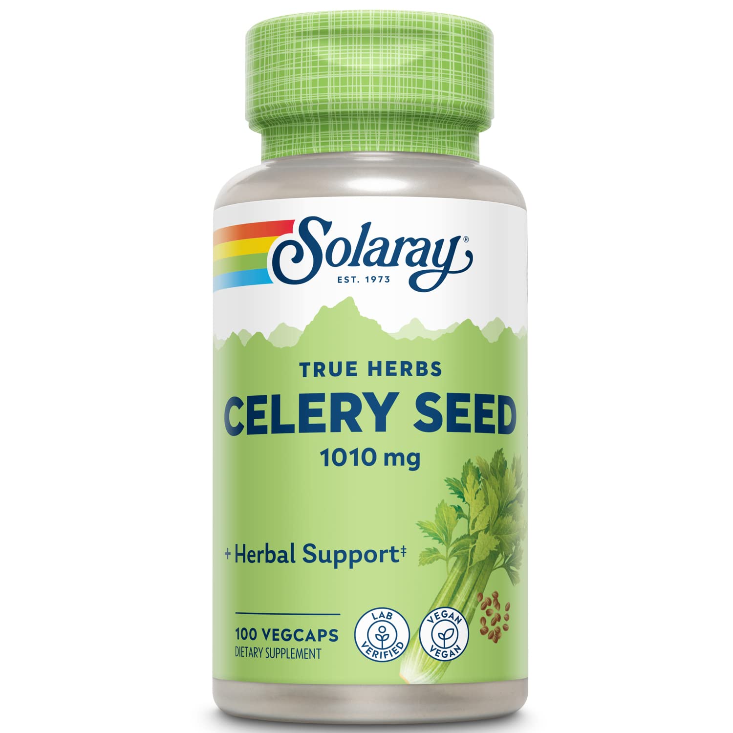 Solaray Celery Seed 505mg bottle with 100 vegetarian capsules