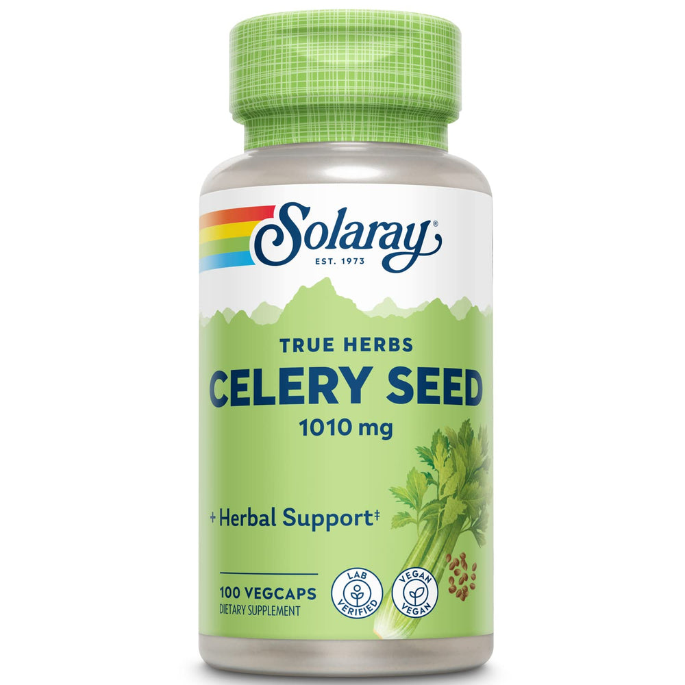 Solaray Celery Seed 505mg bottle with 100 vegetarian capsules