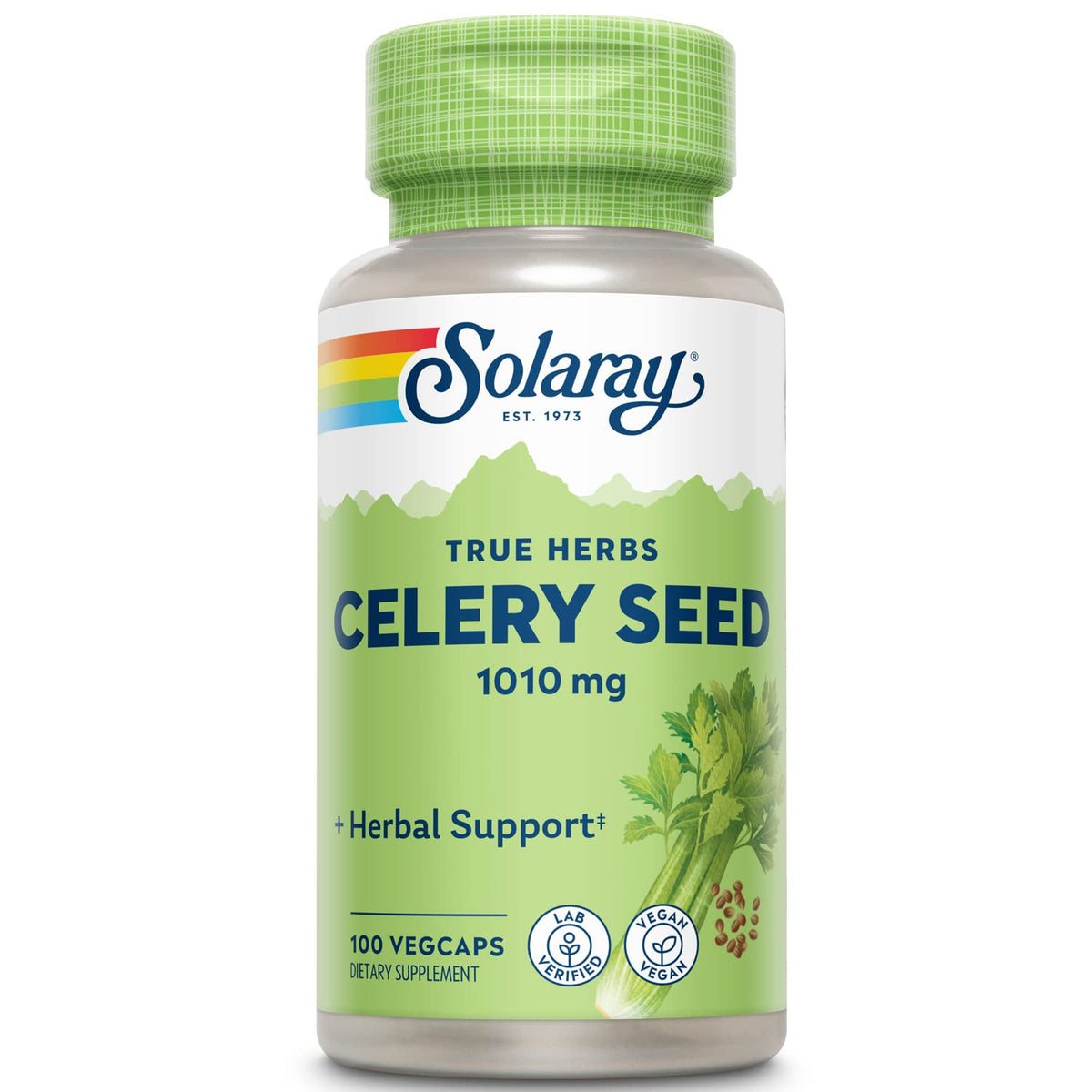 Solaray Celery Seed 505mg bottle with 100 vegetarian capsules