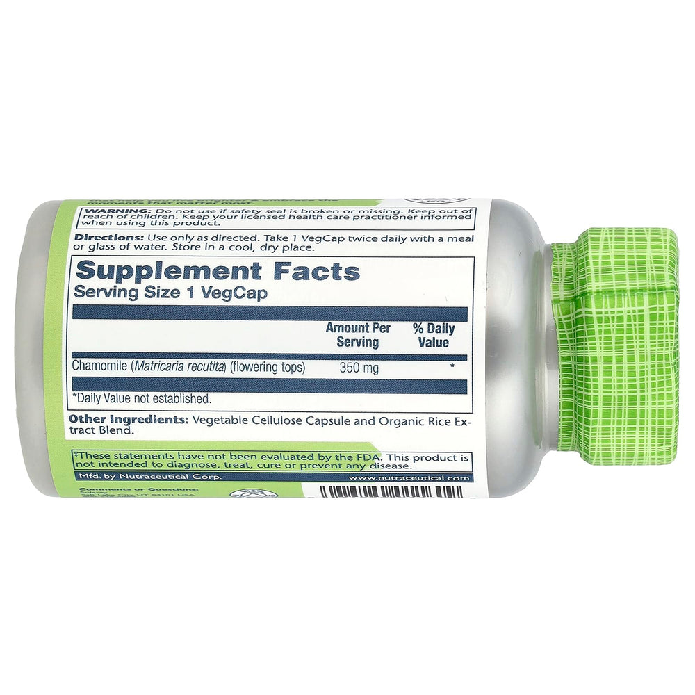 Chamomile 350 mg capsules and bottle - product shot