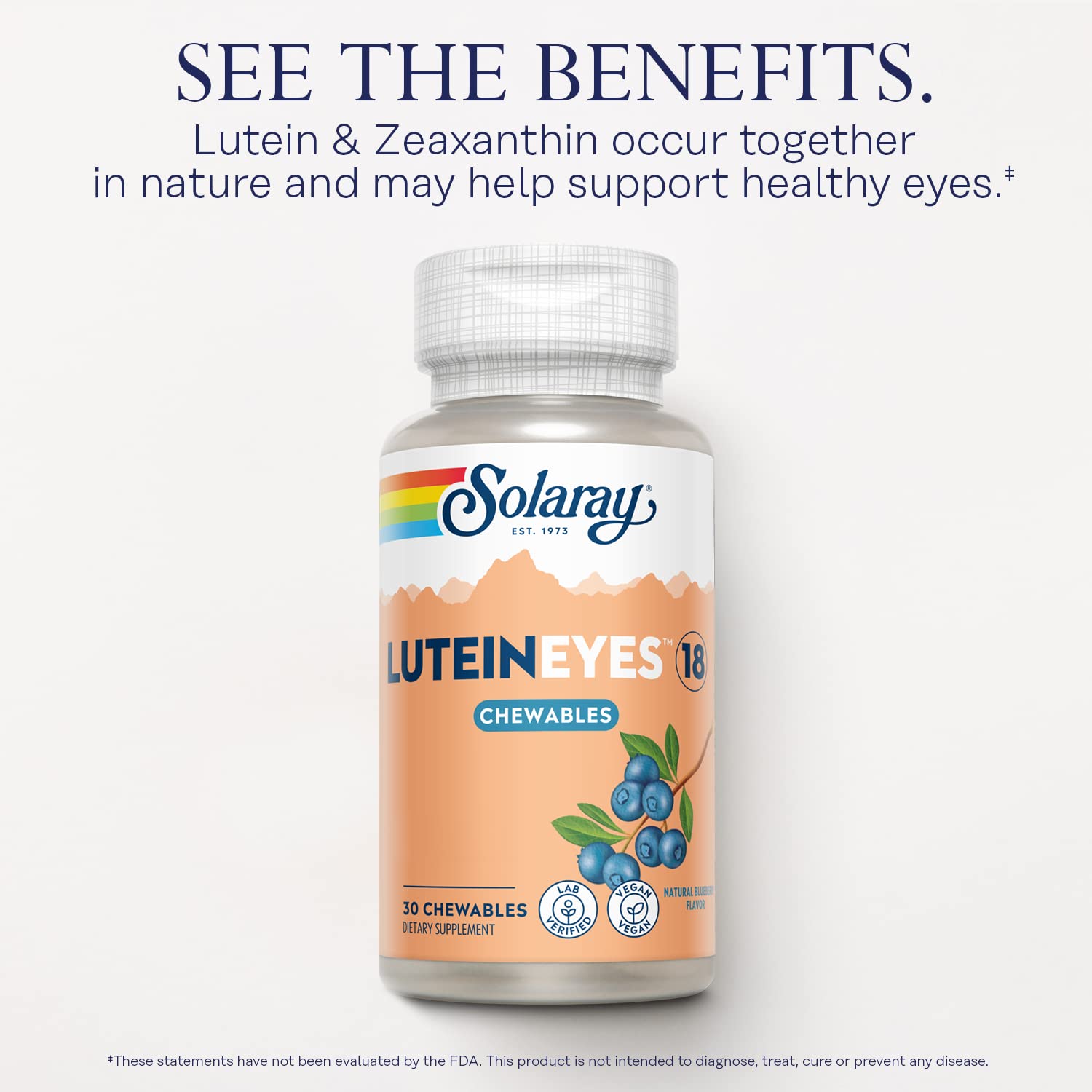 Lutein Eyes blend ingredients: spinach, blueberry, rosemary, bilberry