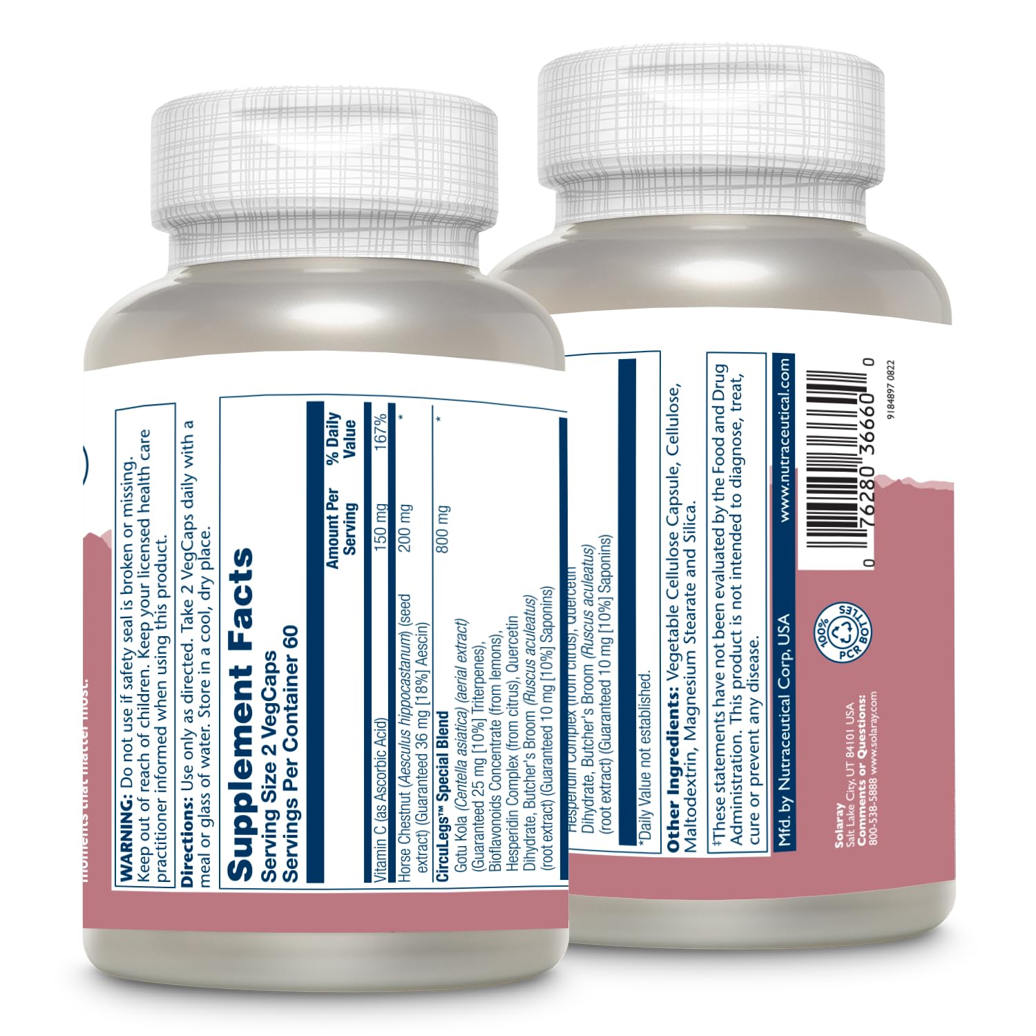 Close-up of CircuLegs label showing ingredients