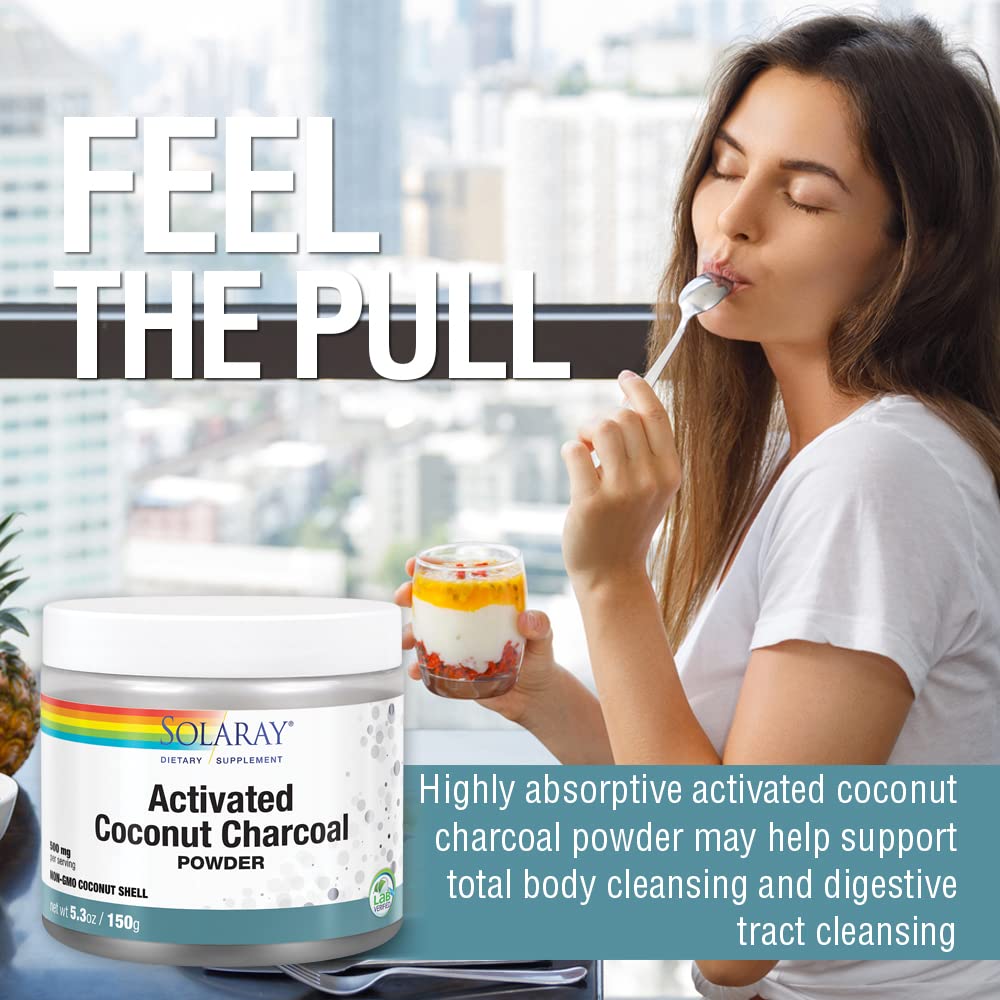 Packaging and supplement facts for Solaray Coconut Charcoal Powder