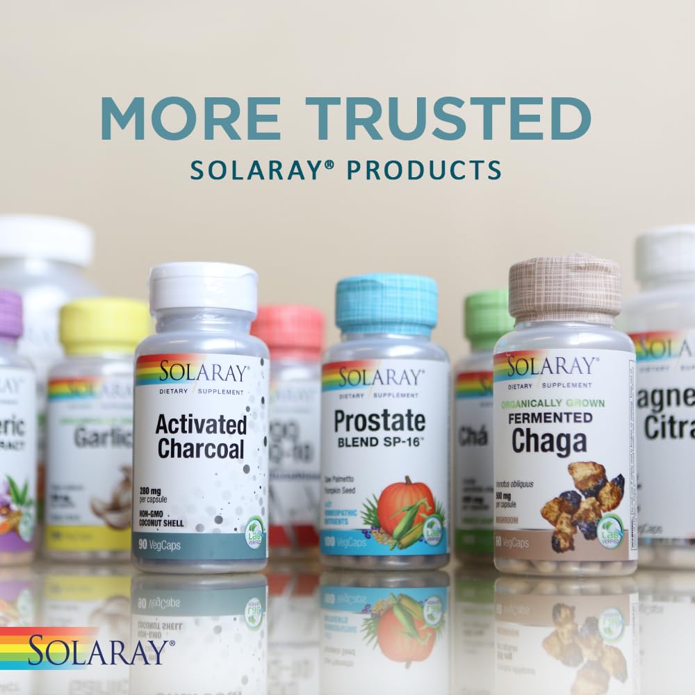 Vegan and non-GMO certification indicators for Solaray charcoal powder