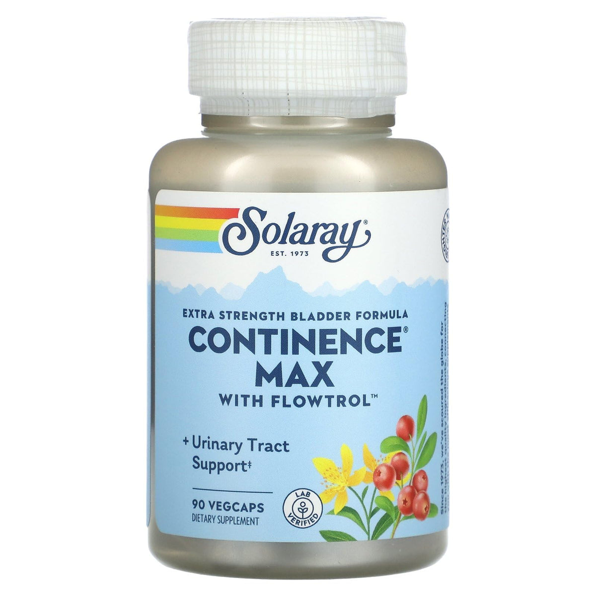 SOLARAY Continence Max with Flowtrol bottle – front view, 90 count