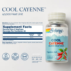 Close-up view of capsules inside the Solaray Cool Cayenne bottle