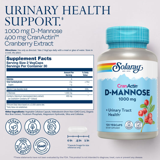 Close-up of D-Mannose and CranActin Cranberry Extract ingredients