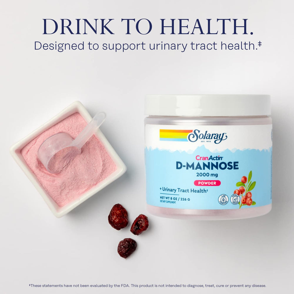 SOLARAY D-Mannose scoop measures serving size with CranActin Cranberry