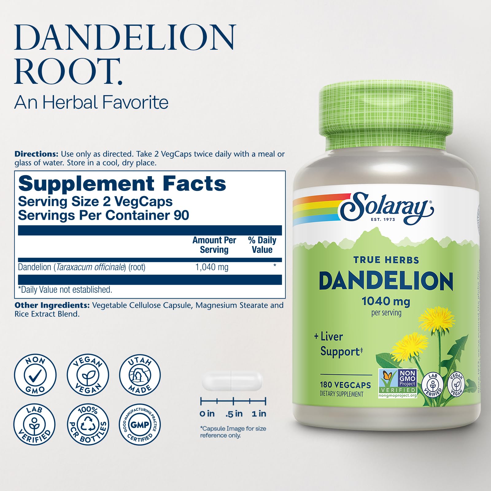 Dandelion root capsules supporting digestion and water balance