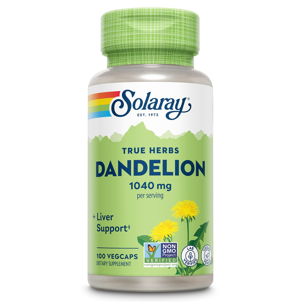 SOLARAY Dandelion Root Supplement bottle showing 1,040 mg per serving