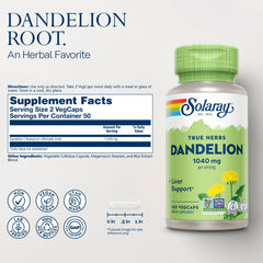 Vegan capsules of SOLARAY Dandelion Root Supplement