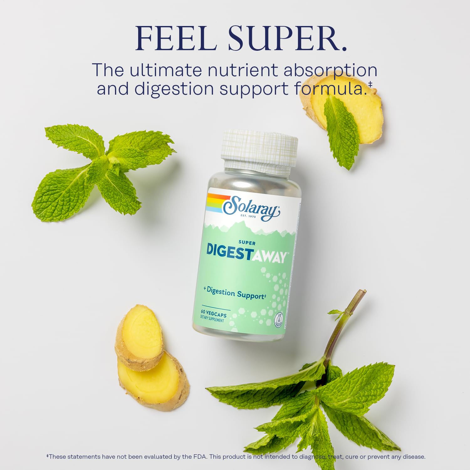 Papain, ginger, peppermint and Aloe Vera for digestion support