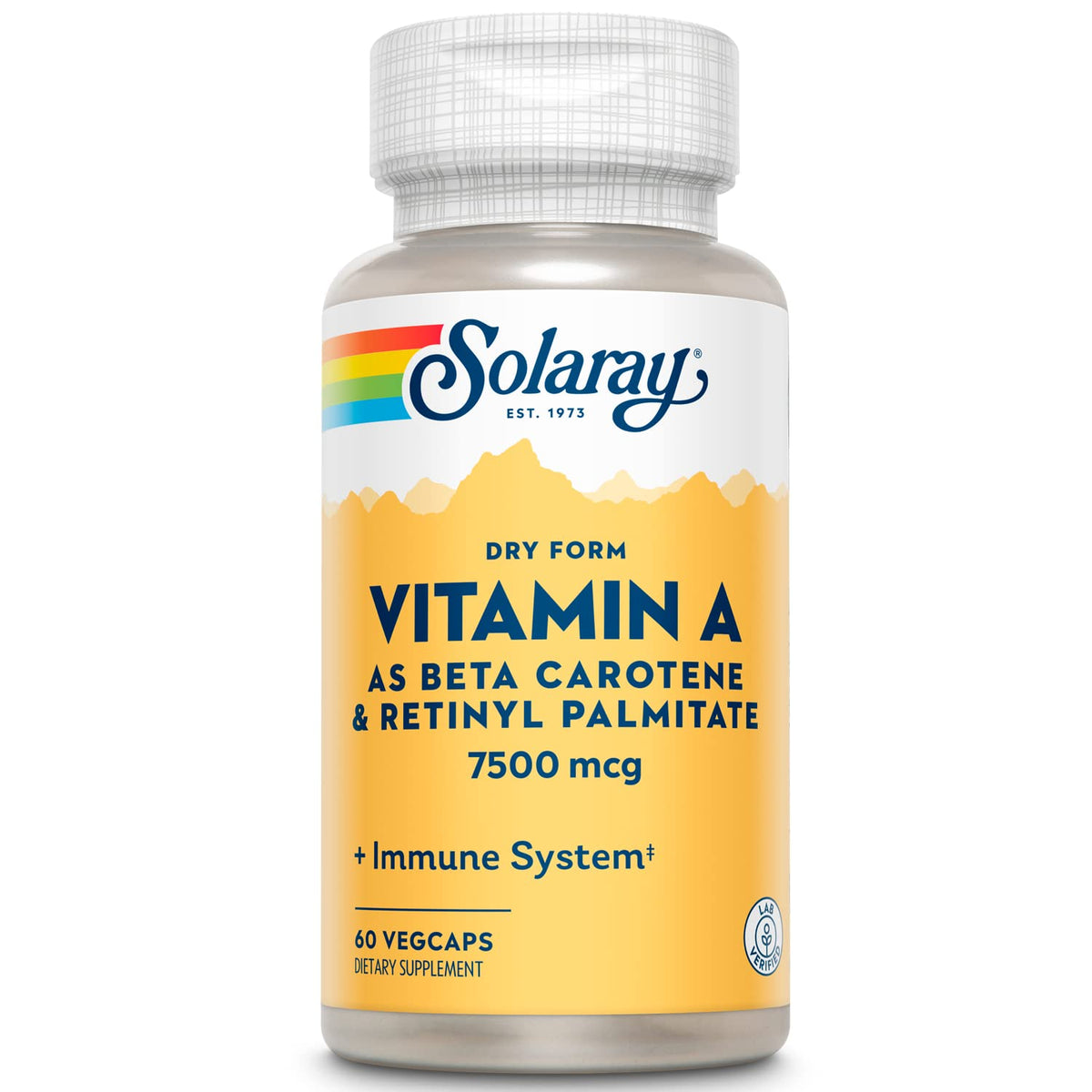 SOLARAY Dry Form Vitamin A bottle with 60 vegan capsules