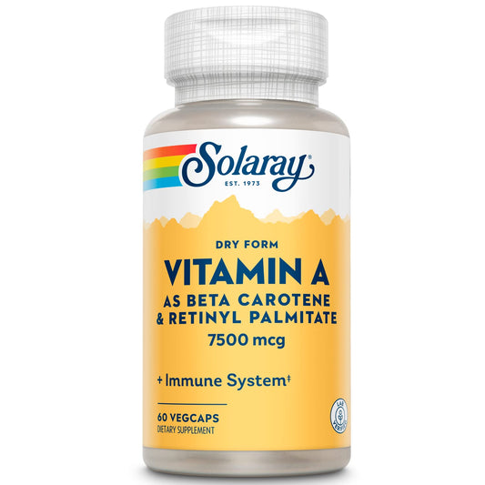 SOLARAY Dry Form Vitamin A bottle with 60 vegan capsules