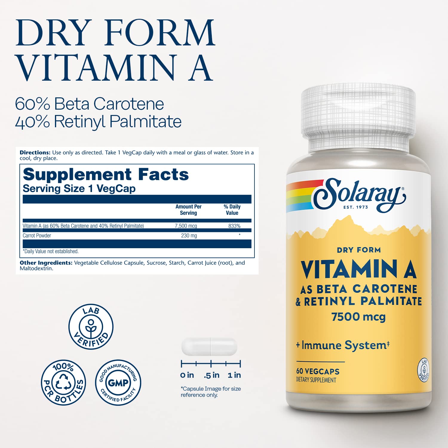 Close-up of dry-form Vitamin A capsules